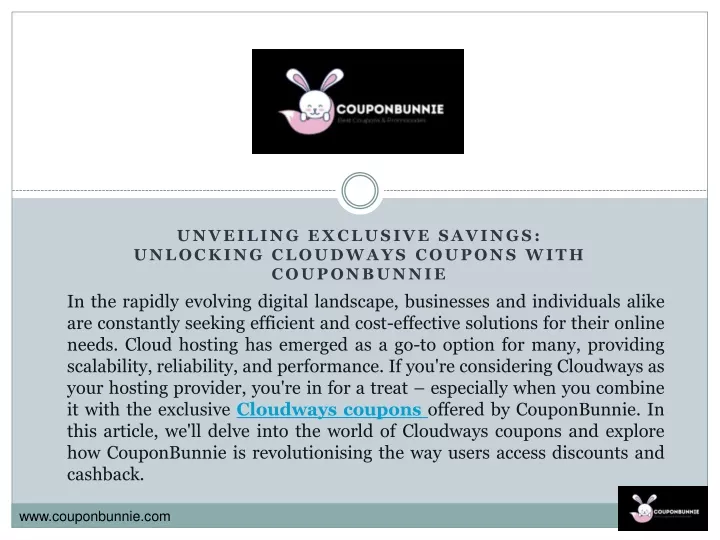 unveiling exclusive savings unlocking cloudways coupons with couponbunnie