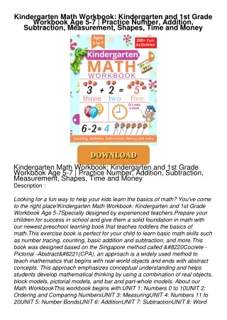 ❤Book⚡[PDF]✔ Kindergarten Math Workbook: Kindergarten and 1st Grade Workbook Age 5-7 |