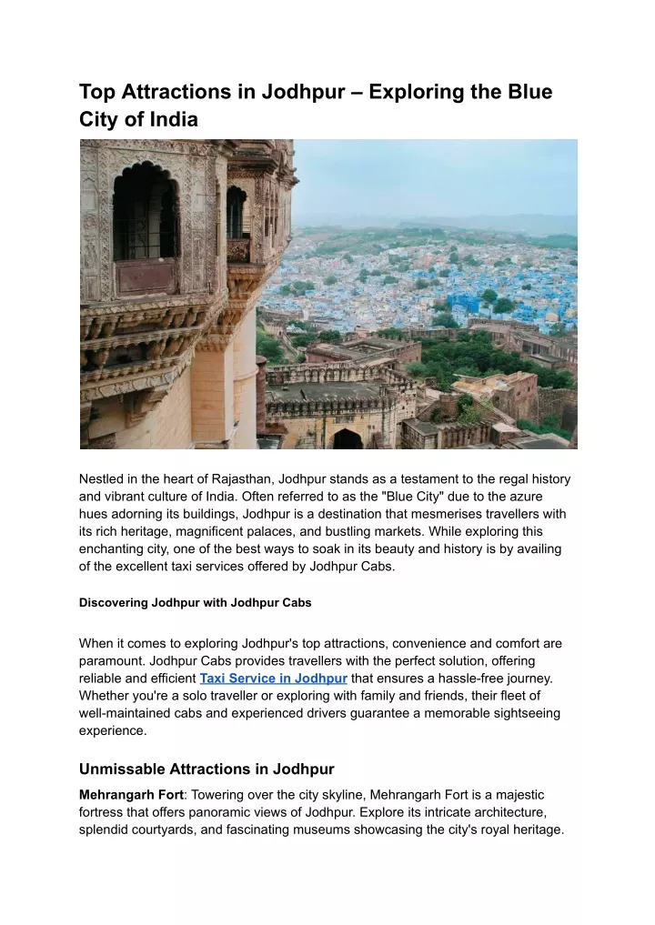 top attractions in jodhpur exploring the blue