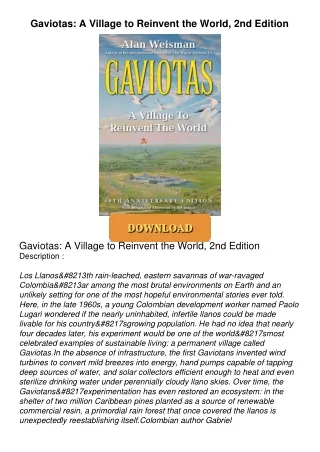 ⚡PDF ❤ Gaviotas: A Village to Reinvent the World, 2nd Edition