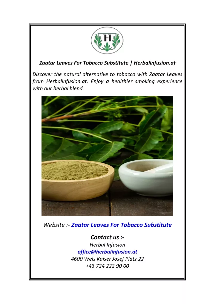 zaatar leaves for tobacco substitute