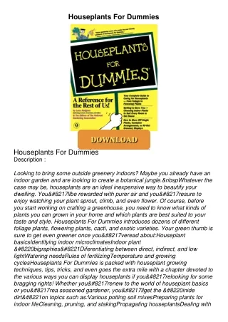 ❤[PDF]⚡  Houseplants For Dummies
