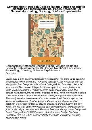 ❤[READ]❤ Composition Notebook College Ruled: Vintage Aesthetic Scientific Lab