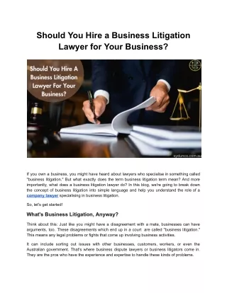 Should You Hire a Business Litigation Lawyer for Your Business?