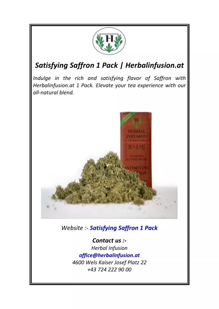 satisfying saffron 1 pack herbalinfusion at