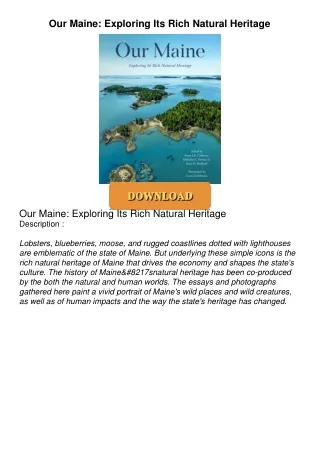 READ⚡[PDF]✔ Our Maine: Exploring Its Rich Natural Heritage