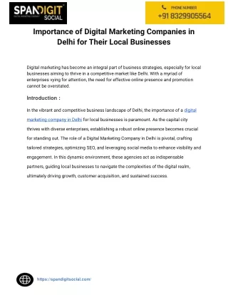 Importance of digital marketing company in Delhi for local business