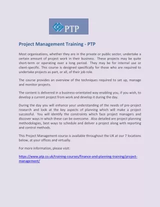 project management training ptp