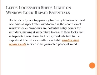 window lock repair Leeds