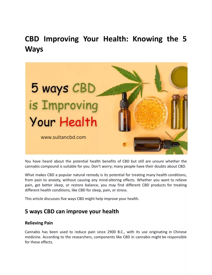 cbd improving your health knowing the 5 ways