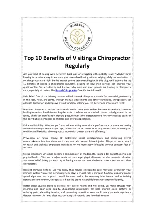 Top 10 Benefits of Visiting a Chiropractor Regularly