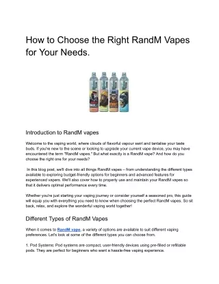 How to Choose the Right RAndM Vape for Your Needs