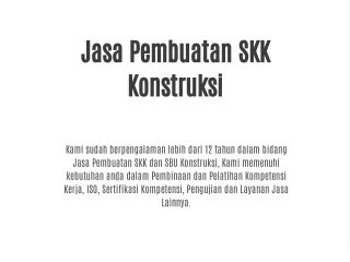 Jasa Pembuatan SKK Konstruksi