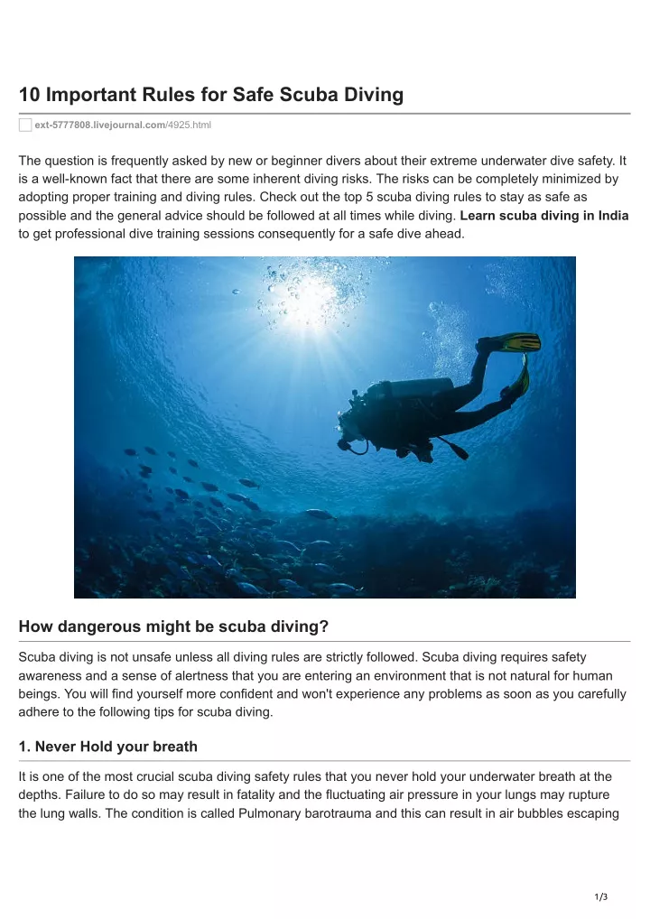 10 important rules for safe scuba diving