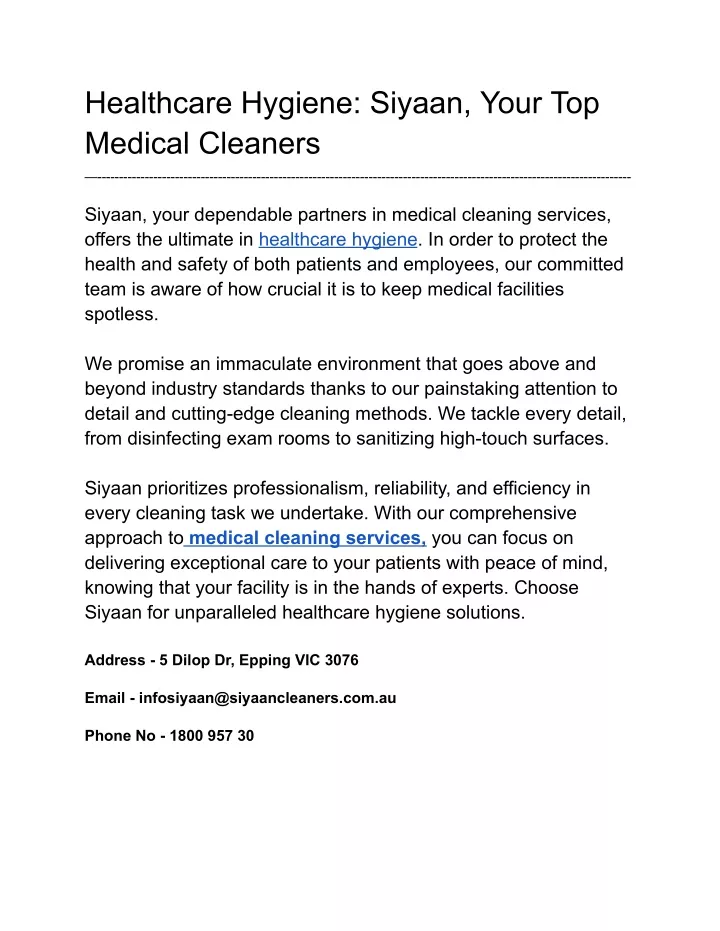 healthcare hygiene siyaan your top medical