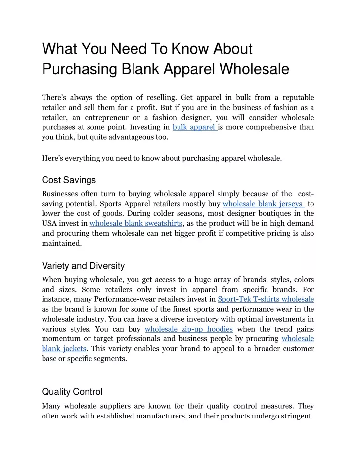 what you need to know about purchasing blank apparel wholesale