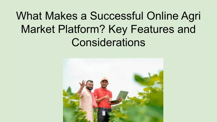 what makes a successful online agri market