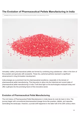 The Evolution of Pharmaceutical Pellets Manufacturing in India - ZimLabs