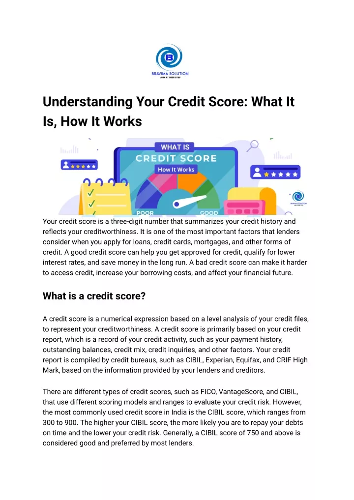 understanding your credit score what