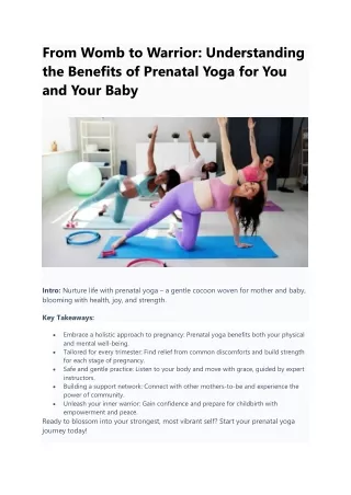 Understanding the Benefits of Prenatal Yoga for You and Your Baby