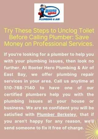Try These Steps to Unclog Toilet Before Calling Plumber Save Money on Professional Services.