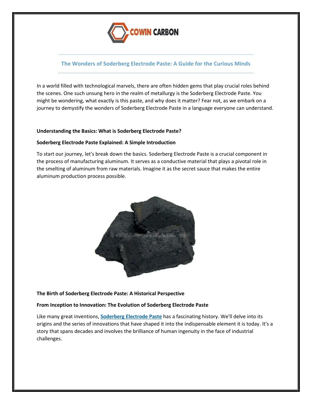 PPT - The Wonders of Soderberg Electrode Paste A Guide for the Curious ...