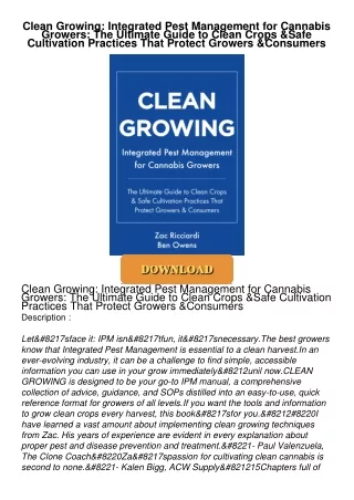PDF_⚡ Clean Growing: Integrated Pest Management for Cannabis Growers: The Ultimate