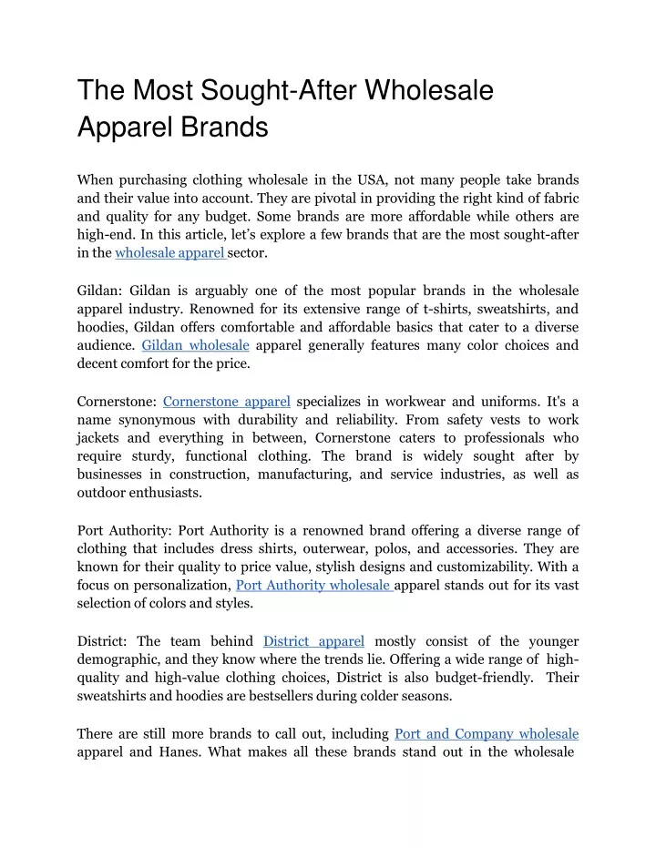 the most sought after wholesale apparel brands