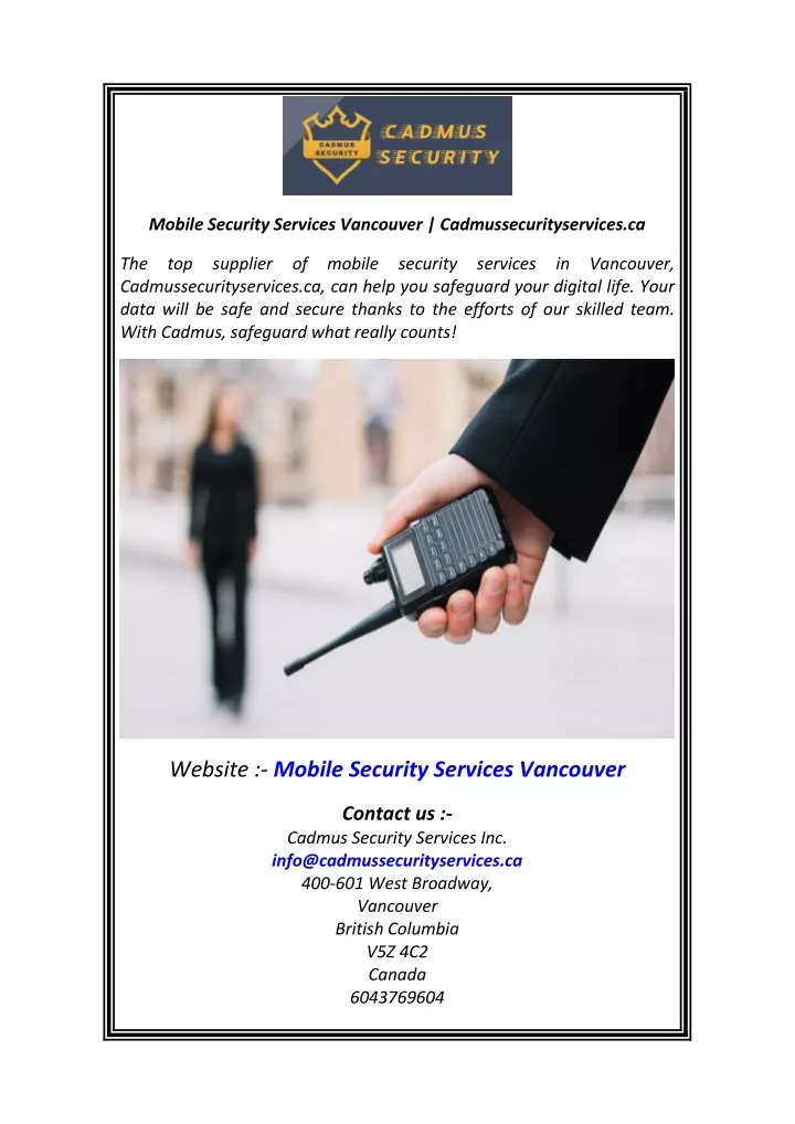 mobile security services vancouver