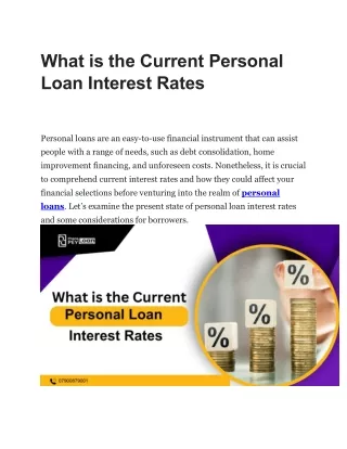What is the Current Personal Loan Interest Rates