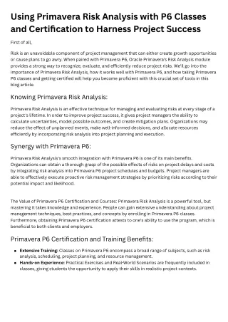 using primavera risk analysis with p6 classes