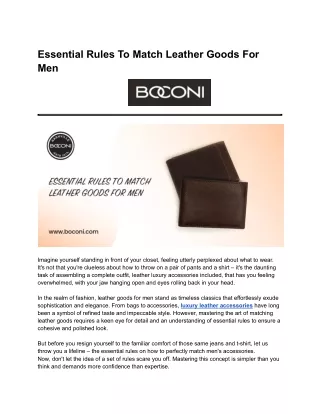 Essential Rules To Match Leather Goods For Men