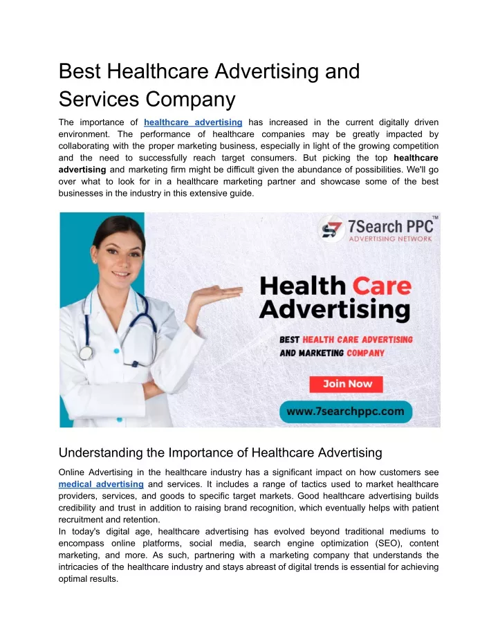 best healthcare advertising and services company