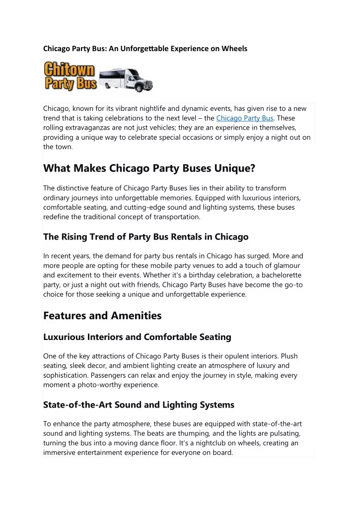 chicago party bus an unforgettable experience