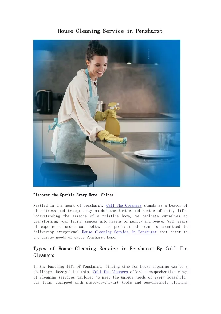 house cleaning service in penshurst house