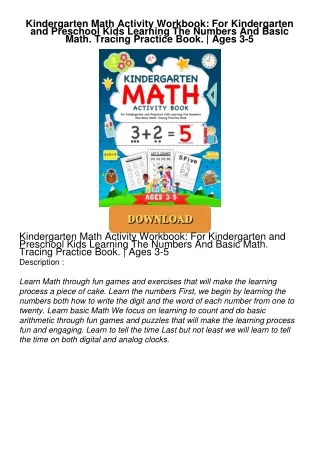PDF/READ❤  Kindergarten Math Activity Workbook: For Kindergarten and Preschool Kids