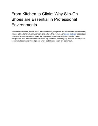 From Kitchen to Clinic_ Why Slip-On Shoes are Essential in Professional Environments
