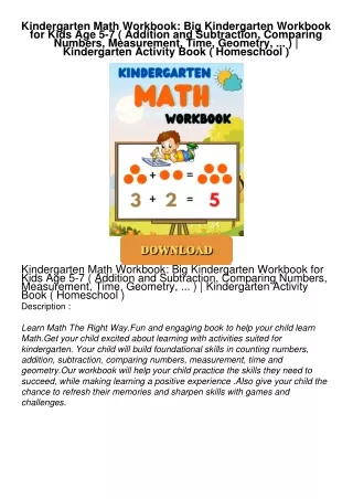 $PDF$/READ Kindergarten Math Workbook: Big Kindergarten Workbook for Kids Age 5-7 (