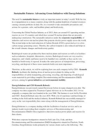 sustainable futures advancing green initiatives