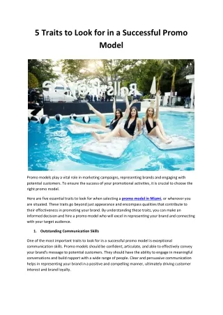 5 traits to look for in a successful promo model