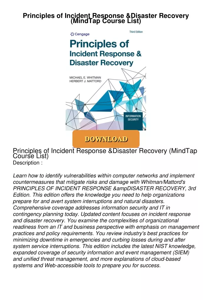 principles of incident response disaster recovery