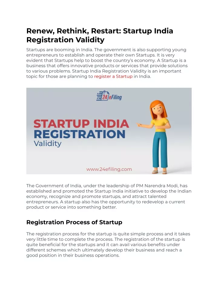 renew rethink restart startup india registration