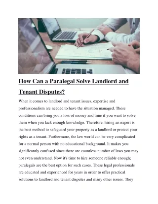 How Can a Paralegal Solve Landlord and Tenant Disputes