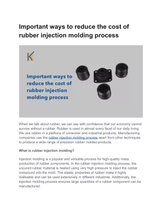 Important ways to reduce the cost of rubber injection molding process