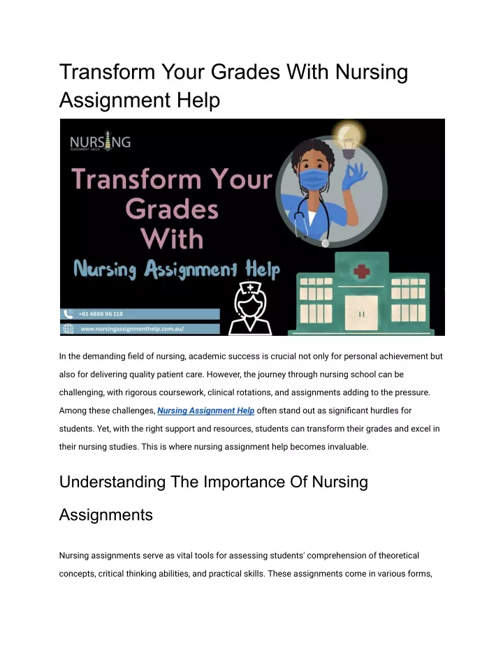 transform your grades with nursing assignment help
