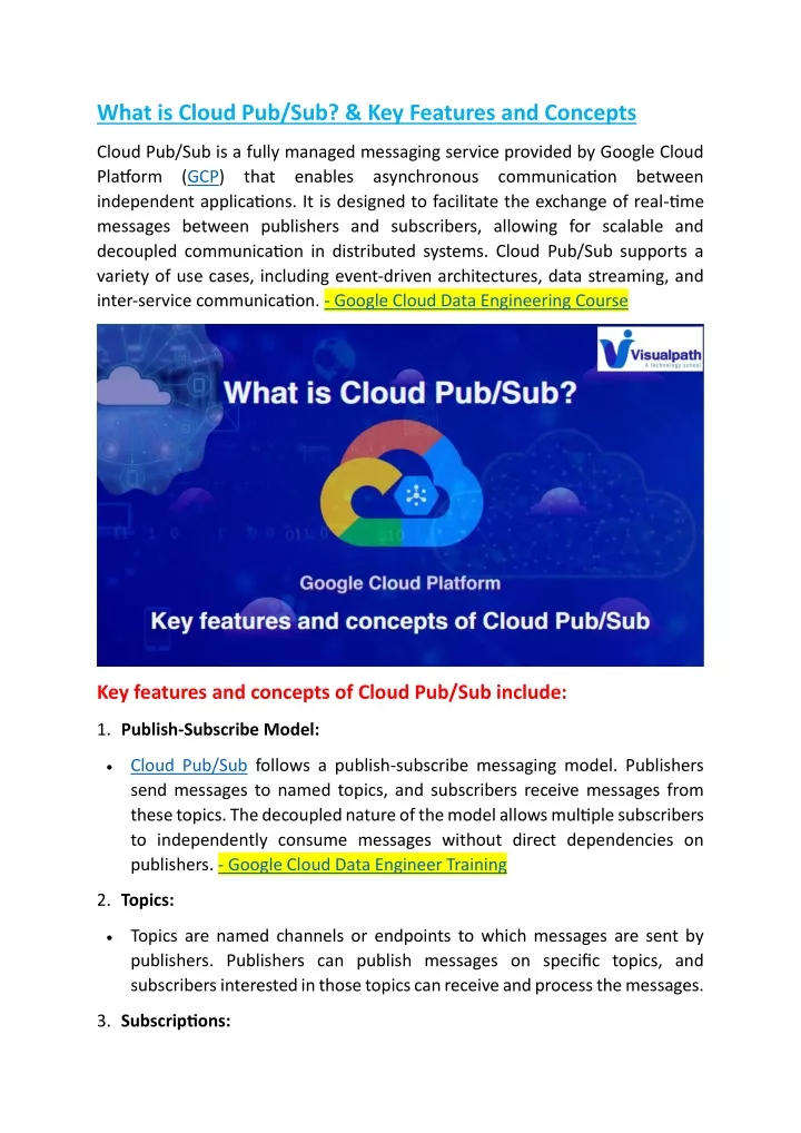 what is cloud pub sub key features and concepts