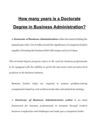 How long does a doctorate in business administration take?