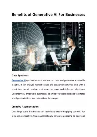Benefits of Generative AI For Businesses