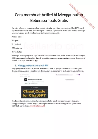 Cara membuat Artikel Dengan Tools AI
