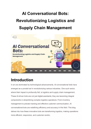 AI Conversational Bots Revolutionizing Logistics and Supply Chain Management